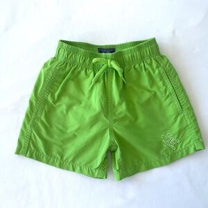 Vilebrequin France Swim Trunks Kids Sz 4 Lime Green Water-Reactive Turtle Print